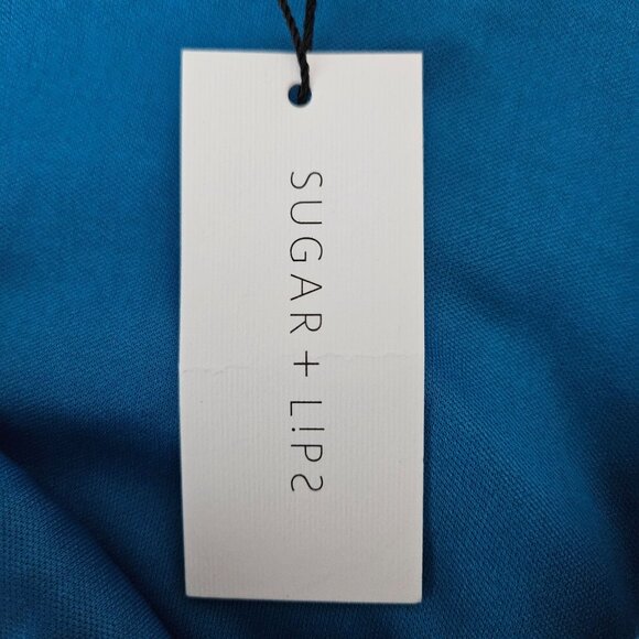 Sugar + Lips Midi Dress Small Blue Floral Lace Overlay Sleeveless Stretch NEW - Picture 9 of 11